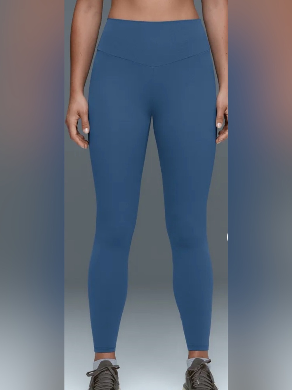 Oysho Sport Comfortlux deep blue High-Waist lettuce hem Performance Leggings, XS